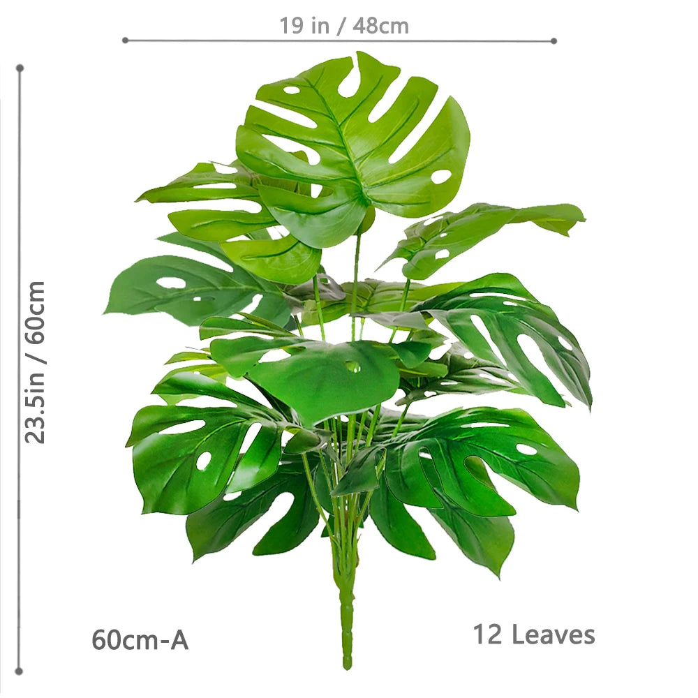 52-100cm(39.4in)  Artificial Monstera Plant Fake Palm Tree Plastic Turtle Leaf Green Plant for Home Garden Room Office Decor